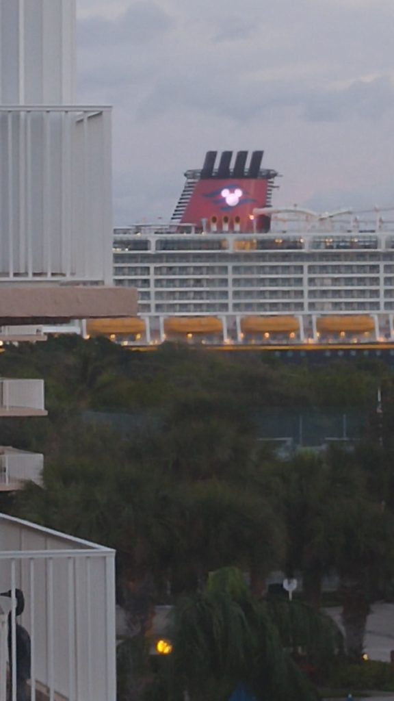 Disney Ship leaving Port Canaveral from my Balcony